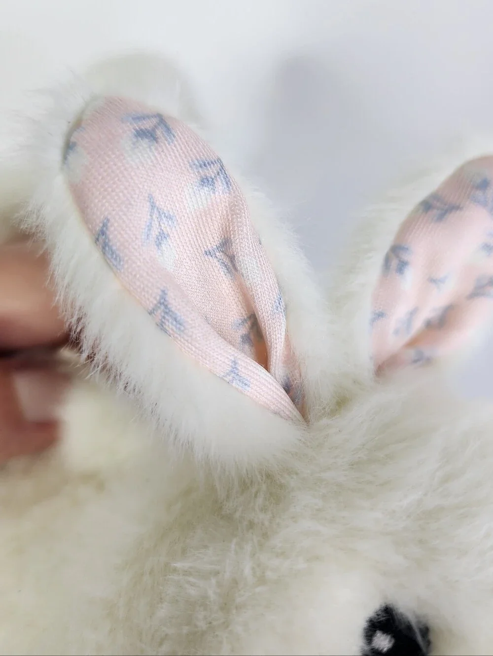 Baby Fuzzy Bunny Slippers, Floral Pink Blue Ears